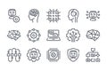 Artificial Intelligence and Machine learning related line icon set. Royalty Free Stock Photo